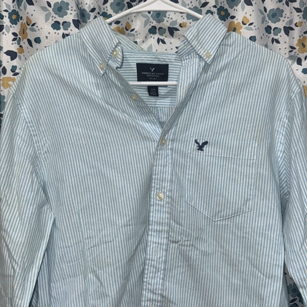 Striped button-up long sleeve shirt